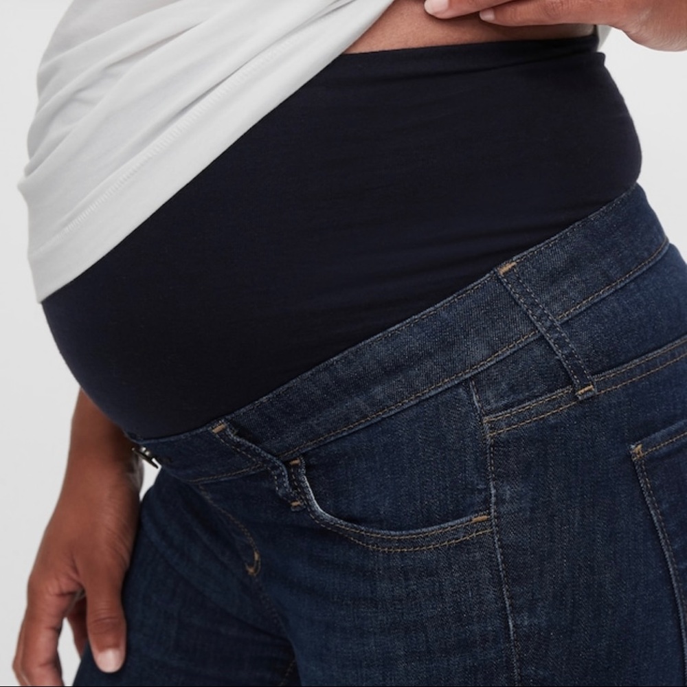 GAP Maternity Full Panel Jegging Dark Indigo Wash Pockets-26 Regular - Picture 2 of 11